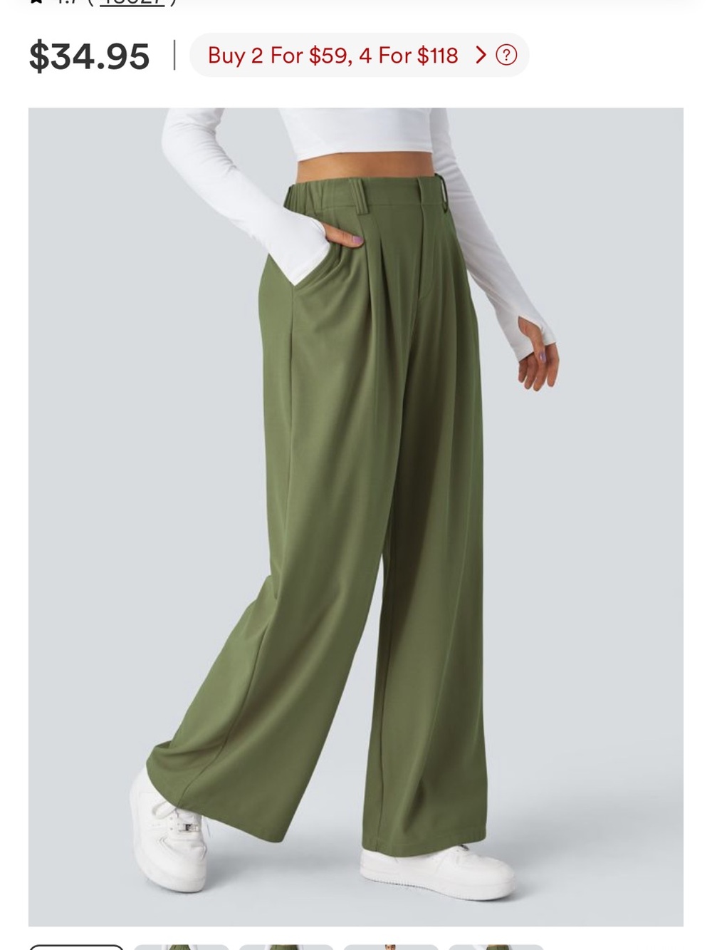 Halara High-Waist Wide-Leg Pants in Olive Green